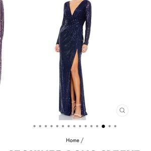 Mac Duggal Navy Long Sleeve Dress